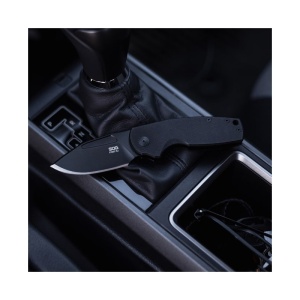 Cutit pliabil SOG Stout SJ Clip Point Blackout 16-03-02-57, lama Clip Point D2 Black TiNi, Slip Joint, Nail Nick, maner G10 Black, EDC - Img 7