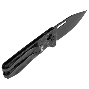 Cutit pliabil SOG Ultra XR XHP Blackout 12-63-05-57, lama Clip Point CTS XHP Black TiNi, XR Lock, Thumb Stud, maner Carbon Fiber, EDC Ultra Lightweight