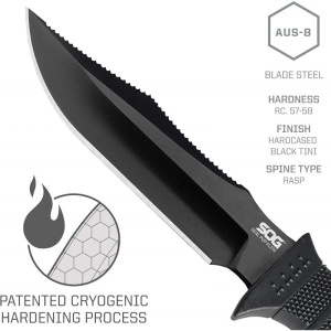 Cutit tactic SOG SEAL Pup Elite Black TiNi Straight Edge, otel AUS-8, lama 123 mm - Img 3