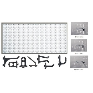 Panou perforat orizontal de 1000x500mm alb cu set 45 carlige