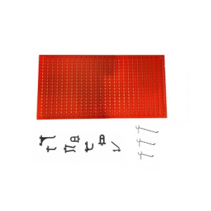 Panou perforat orizontal de 1000x500mm rosu cu set de 45 carlige