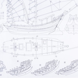 Planuri constructie navomodel, Sampang, Scara 1:60, Lungime: 340mm, Amati Italia - Img 3