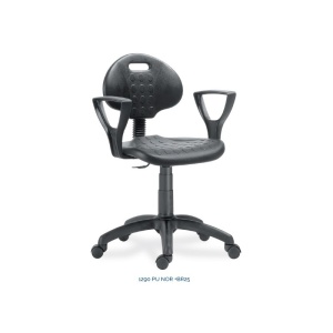 Scaun profesional 1290 NOR brate fixe BR 25, inalt, poliuretan, suport picioare, negru - Img 2