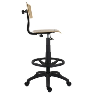 Scaun profesional PRO lemn cu cilindru extra lung si inel suport picioare plastic. - Img 3