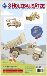 Set 3 vehicule de santier din lemn, Pebaro