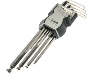 Set chei hexagonale cu cap sferic WGB 1,5-10 mm, 9 piese, crom-vanadiu