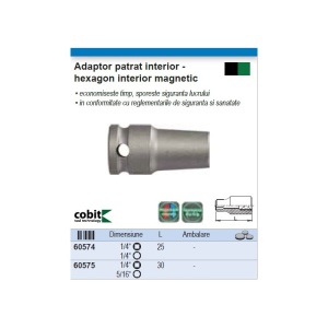 Adaptor COBIT patrat interior cu hexagon interior magnetic - Img 2