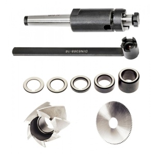 Arbore de freză combinată cu coaja MT2x16 cu cheie, distanțiere de arbore si panza de ferăstrău de tăiat metal, WABECO