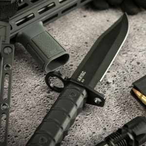 Baioneta tactica SOG BAR15C Clip Point Bayonet, otel AUS-8, lama 180 mm - Img 5