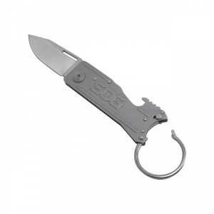Cutit breloc SOG KeyTron KT1001-CP, lama 5Cr15MoV, Lockback, desfacator sticle integrat, EDC Keychain Knife - Img 4