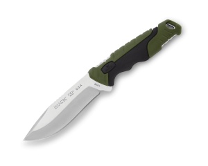 Cutit de vanatoare Buck 658 Pursuit Small 0658GRS-B, lama 8.3 cm, otel 420HC, maner cauciuc verde, teaca inclusa