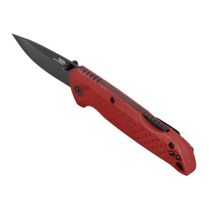 Cutit pliabil SOG Adventurer LB Red Black 13-11-07-43, lama Drop Point 5Cr15MoV Satin, Lockback, maner GRN Red & Black, EDC Outdoor