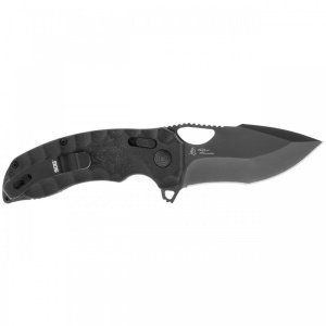 Cutit pliabil SOG Kiku XR LTE Black 12-37-04-57, lama Drop Point CRYO CTS XHP Titanium Nitride, XR Lock, Thumb Stud, maner Black Micarta cu liner-e Carbon Fiber, EDC Outdoor - Img 4