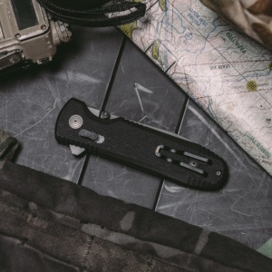 Cutit pliabil SOG Pentagon XR LTE Black 12-61-05-57, lama Spear Point CTS XHP Black TiNi, XR Lock, Flipper, maner G10 Black cu liner-e Carbon Fiber, EDC Tactical - Img 8