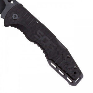 Cutit pliabil SOG Salute Black FF11-CP, lama 8Cr13MoV Black Oxide, Lockback, maner G10, EDC Tactical Folder - Img 18