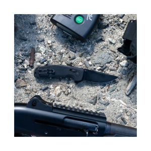 Cutit pliabil SOG-TAC XR Blackout 12-38-01-41, lama Clip Point CRYO D2 Black TiNi, XR Lock, Flipper, Thumb Stud, maner G10 Black, EDC Tactical - Img 8