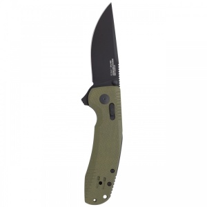 Cutit pliabil SOG-TAC XR OD Green 12-38-02-41, lama Clip Point CRYO D2 Black TiNi, XR Lock, Flipper, Thumb Stud, maner G10 Olive Drab, EDC Tactical - Img 3