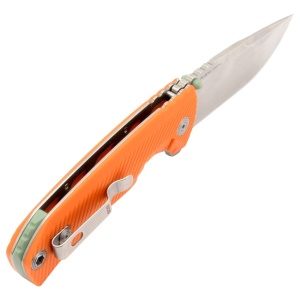 Cutit pliabil SOG Tellus FLK Blaze Orange 14-06-03-43, lama Drop Point CRYO 440 Stonewashed, Frame Lock, deschidere Flipper, maner GRN Blaze Orange, EDC Outdoor