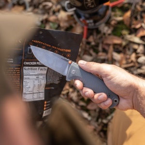 Cutit pliabil SOG Tellus FLK Wolf Gray 14-06-02-43, lama Drop Point CRYO 440 Stonewashed, Frame Lock, deschidere Flipper, maner GRN Wolf Gray, EDC Outdoor - Img 9