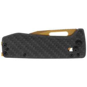 Cutit pliabil SOG Ultra XR Gold 12-63-02-57, lama Clip Point CPM S35VN TiNi Gold, XR Lock, Thumb Stud, maner Carbon Fiber, EDC Ultra Lightweight - Img 5