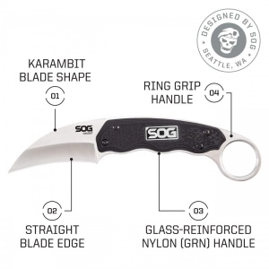 Cutit SOG Gambit, otel 7Cr17MoV, lama Hawkbill 66 mm - Img 26