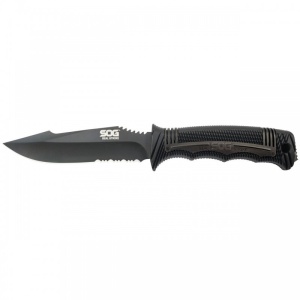 Cutit tactic SOG SEAL Strike Black TiNi, otel AUS-8, lama partial zimtata 125 mm