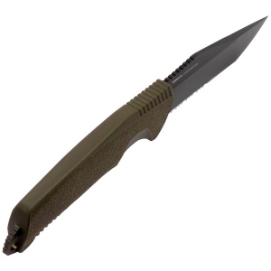 Cutit tactic SOG Trident FX Serrated FDE, otel CRYO CPM S35VN, lama 117 mm