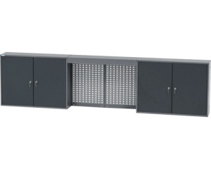Dulap suspendat 2400x600x190 mm, cu 4 usi, 4 polite, 36 casete si panou perforat