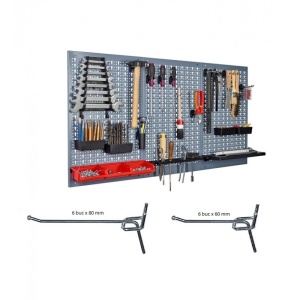Kit 3 panouri perforate vertical/orizontal 1200x600 pentru scule profesionale cu set de 12 carlige - Img 2