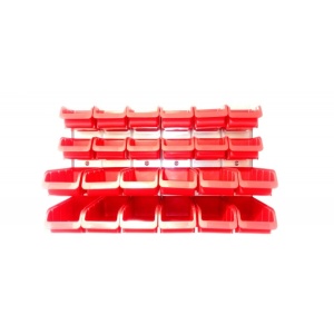 Panou metalic orizontal cu 24 cutii organizare rosii, 630x380x15 mm - Img 2