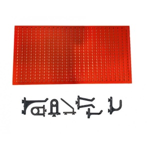 Panou perforat orizontal de 1000x500mm rosu cu set de 20 carlige plastic - Img 2