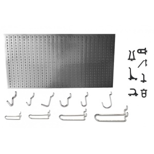 Panou perforat orizontal din INOX, 1000x500mm cu set 40 carlige metalice/plastic - Img 2