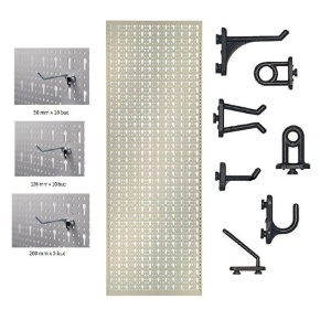 Panou perforat vertical de 500x1000 mm alb cu set 45 carlige