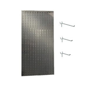 Panou perforat vertical din INOX, 1000x500mm cu set 25 carlige metalice