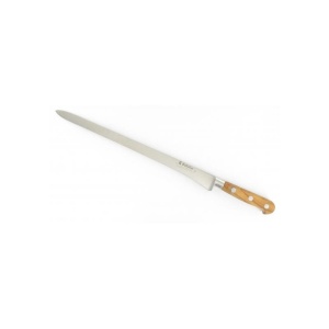 SAUMINOXOLIVIER Cutit pentru somon, olive, lungime 30cm, cu buzunare de aer, maner din lemn de maslin, Sabatier Authentique - Img 2