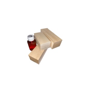 Set 4 blocuri din lemn de tei pentru cioplit 47 x 47 mm cu 50 ml ulei in