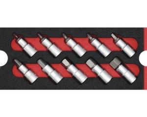 Set capete chei hexagonale exterior 1/2" WGB 268x38x114 mm, inserție pentru sertare, 10 piese