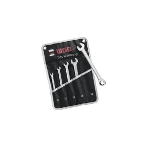 Set chei combinate WGB 8-19 mm, 5 piese, fixă & inelară cu clichet, crom-vanadiu, Ius Brasov - Img 2