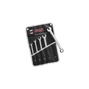 Set chei combinate WGB 8-19 mm, 5 piese, fixă & inelară cu clichet reversibil, crom-vanadiu - Img 2