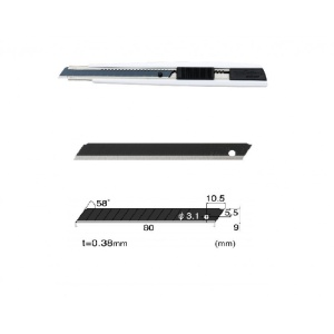 Set Cutter / cutit utilitar mic serie BLACK & WHITE -NT Cutter - 9mm + 10 lame de schimb - Img 2