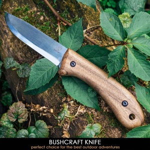BSH2 Glacier Cutit bushcraft din otel carbon cu maner de nuc si teaca piele, BeaverCraft - Img 12