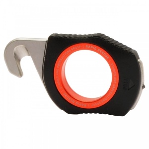 Cutit de salvare SOG Rapid Rescue Black + Red, cutter pentru centuri cu spargator de geam si teaca Quick-Deploy - Img 3