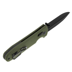 Cutit pliabil SOG Pentagon XR OD Green 12-61-02-57, lama Spear Point CTS XHP Black TiNi, XR Lock, Flipper, maner G10 OD Green, EDC Tactical - Img 4