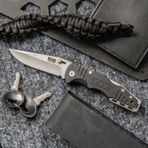 Cutit pliabil SOG Salute Mini Bead Blasted FF1001-CP, lama 8Cr13MoV, Lockback, maner G10, EDC Tactical Folder - Img 9
