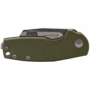 Cutit pliabil SOG Stout FLK Cleaver OD Stonewash 16-03-06-57, lama Cleaver CRYO D2 Stonewashed, Frame Lock, deschidere Flipper, maner G10 Olive Drab, EDC - Img 6