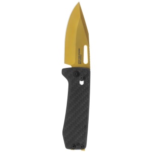 Cutit pliabil SOG Ultra XR Gold 12-63-02-57, lama Clip Point CPM S35VN TiNi Gold, XR Lock, Thumb Stud, maner Carbon Fiber, EDC Ultra Lightweight - Img 6