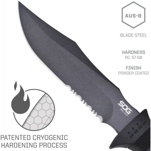 Cutit tactic SOG SEAL Pup Black, otel AUS-8, lama partial zimtata 120 mm - Img 17