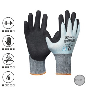 Gebol 709545_T, Manusi de protectie Master Flex Cool and Touch, din nylon, acoperire din spuma de nitril, uz profesional, marimea 9/L