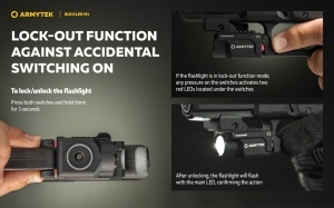 Lanterna tactica Armytek Buckler M1 White 700 lm pentru pistol, cu montura Glock si Picatinny - Img 18