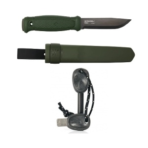 Pachet promotional Cutit Full-Tang Morakniv Garberg Green Carbon si Amnar Swedish FireSteel BIO army 2in1, Light My Fire